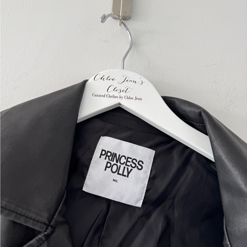 PRINCESS POLLY Day To Night Faux Leather Black Jacket M/L - Picture 8 of 8